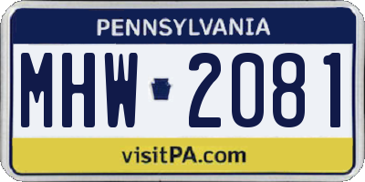 PA license plate MHW2081