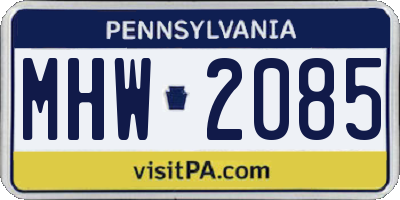PA license plate MHW2085