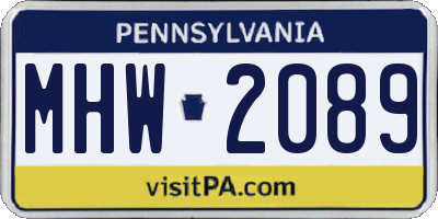PA license plate MHW2089