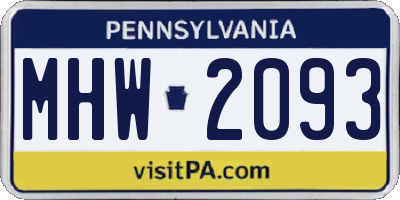 PA license plate MHW2093