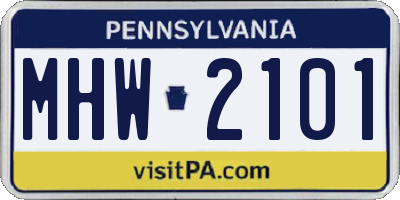 PA license plate MHW2101