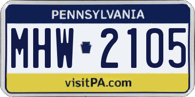 PA license plate MHW2105