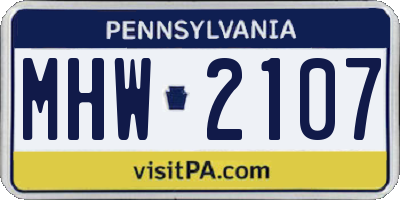 PA license plate MHW2107