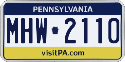 PA license plate MHW2110