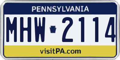 PA license plate MHW2114