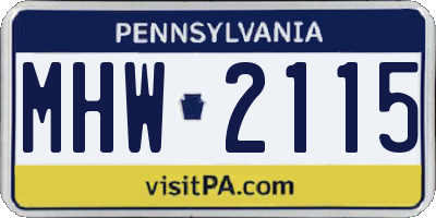 PA license plate MHW2115