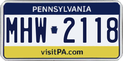 PA license plate MHW2118