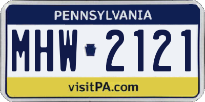 PA license plate MHW2121