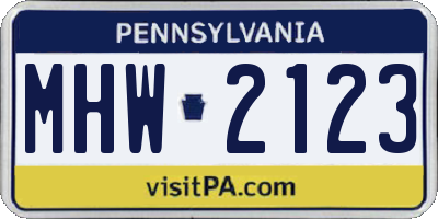PA license plate MHW2123