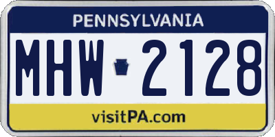 PA license plate MHW2128