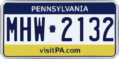 PA license plate MHW2132