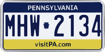 PA license plate MHW2134