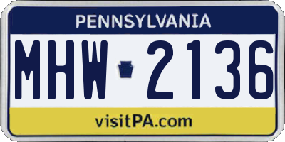 PA license plate MHW2136