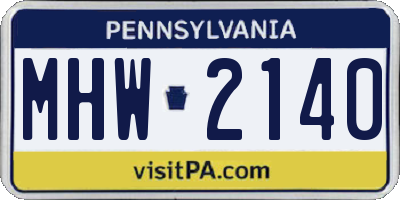 PA license plate MHW2140