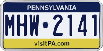 PA license plate MHW2141