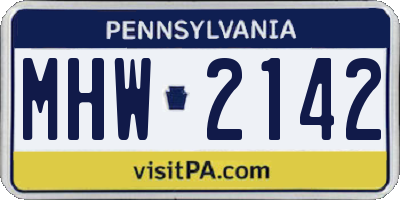 PA license plate MHW2142