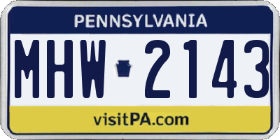 PA license plate MHW2143