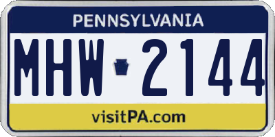 PA license plate MHW2144