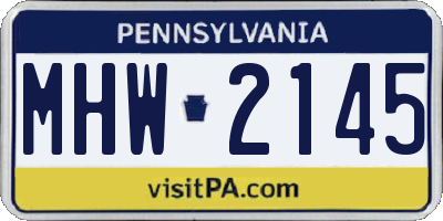 PA license plate MHW2145