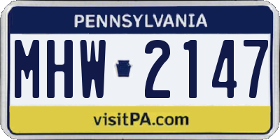 PA license plate MHW2147