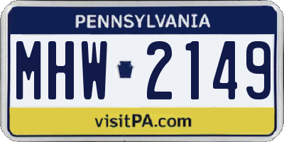 PA license plate MHW2149