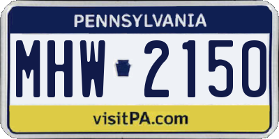 PA license plate MHW2150