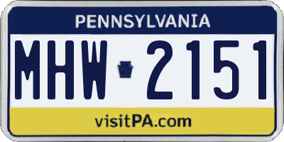 PA license plate MHW2151