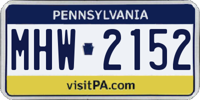 PA license plate MHW2152