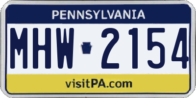PA license plate MHW2154