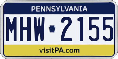 PA license plate MHW2155