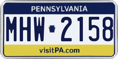 PA license plate MHW2158