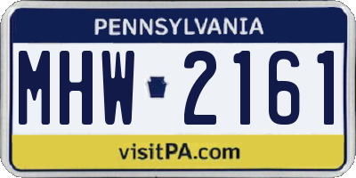PA license plate MHW2161