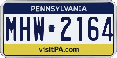 PA license plate MHW2164