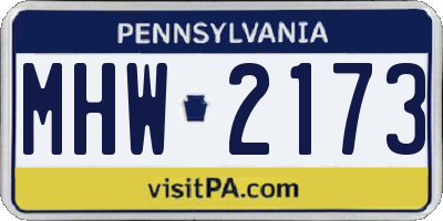 PA license plate MHW2173