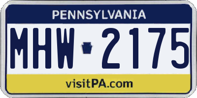 PA license plate MHW2175