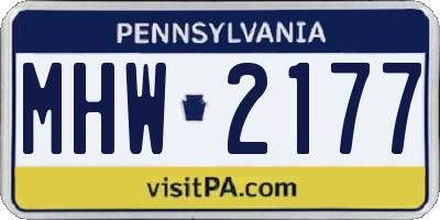 PA license plate MHW2177