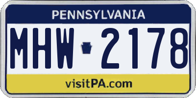 PA license plate MHW2178
