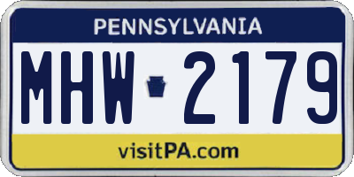 PA license plate MHW2179
