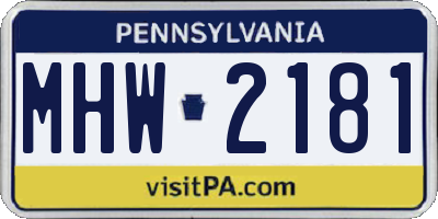 PA license plate MHW2181
