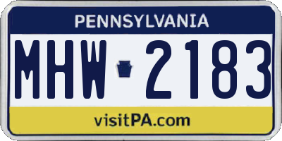 PA license plate MHW2183