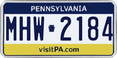 PA license plate MHW2184