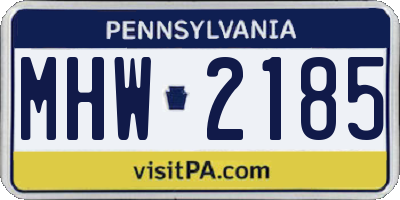 PA license plate MHW2185