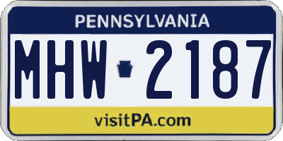 PA license plate MHW2187
