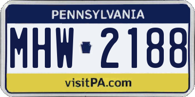 PA license plate MHW2188