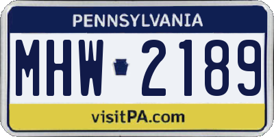 PA license plate MHW2189