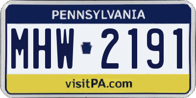 PA license plate MHW2191