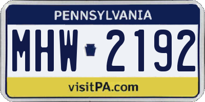 PA license plate MHW2192