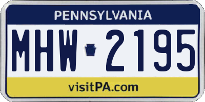 PA license plate MHW2195