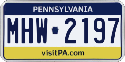 PA license plate MHW2197