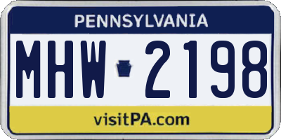 PA license plate MHW2198